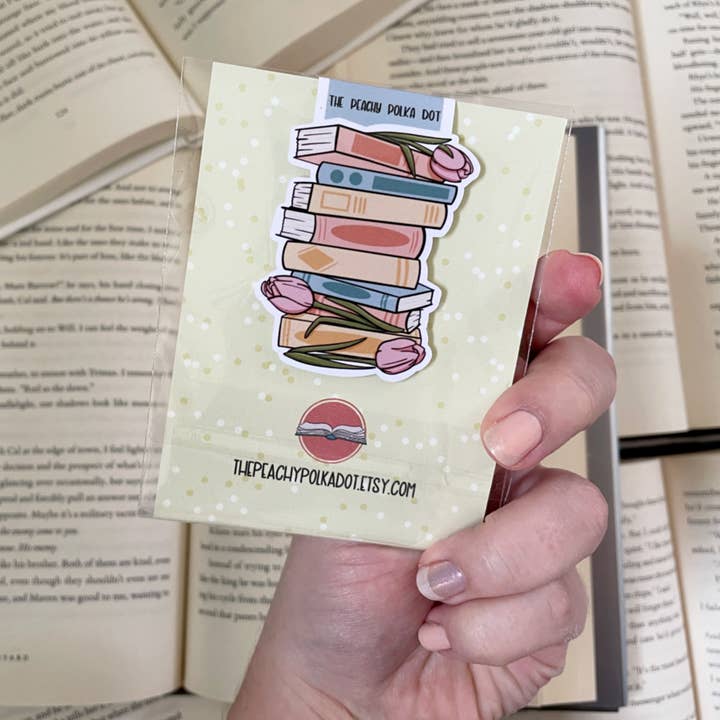 The Peachy Polka Dot - Wholesale Bookmark - Romance book stack magnetic bookmark, romantic books8
