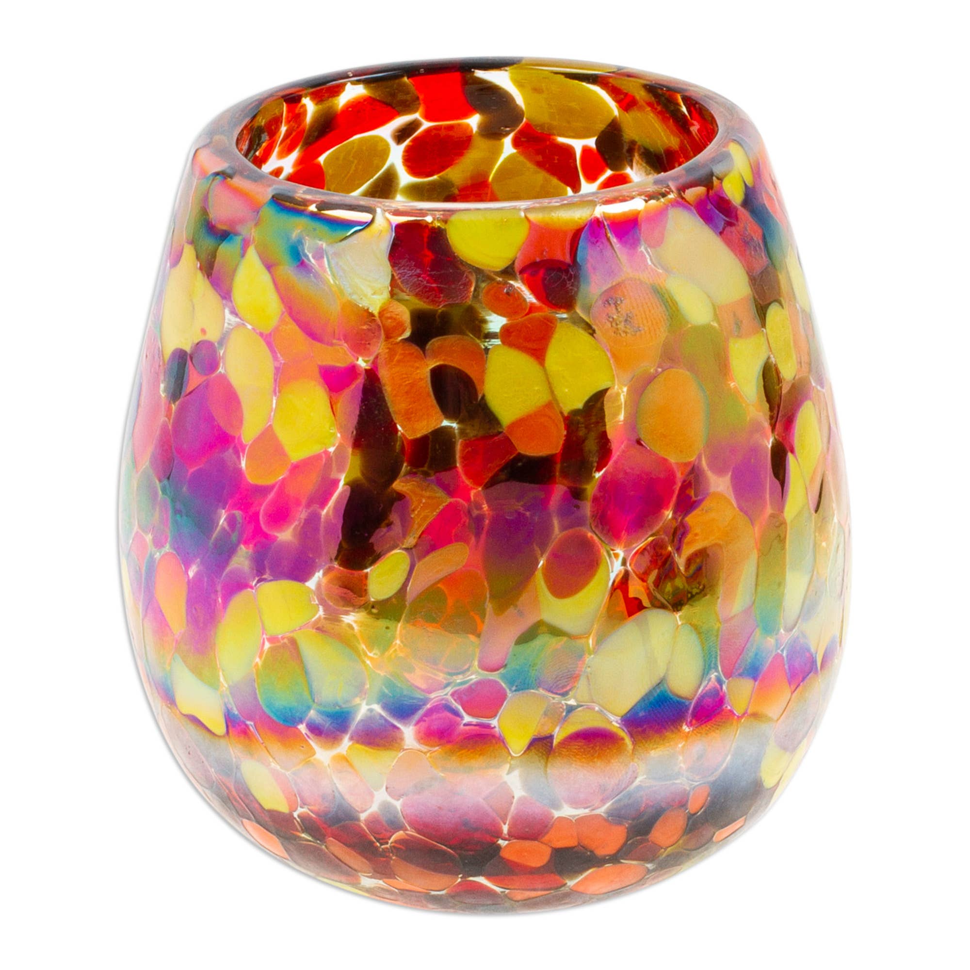 NOVICA - Wholesale Wine Glass - Novica Handmade Bright Confetti Stemless Wine Glasses (Pair)3