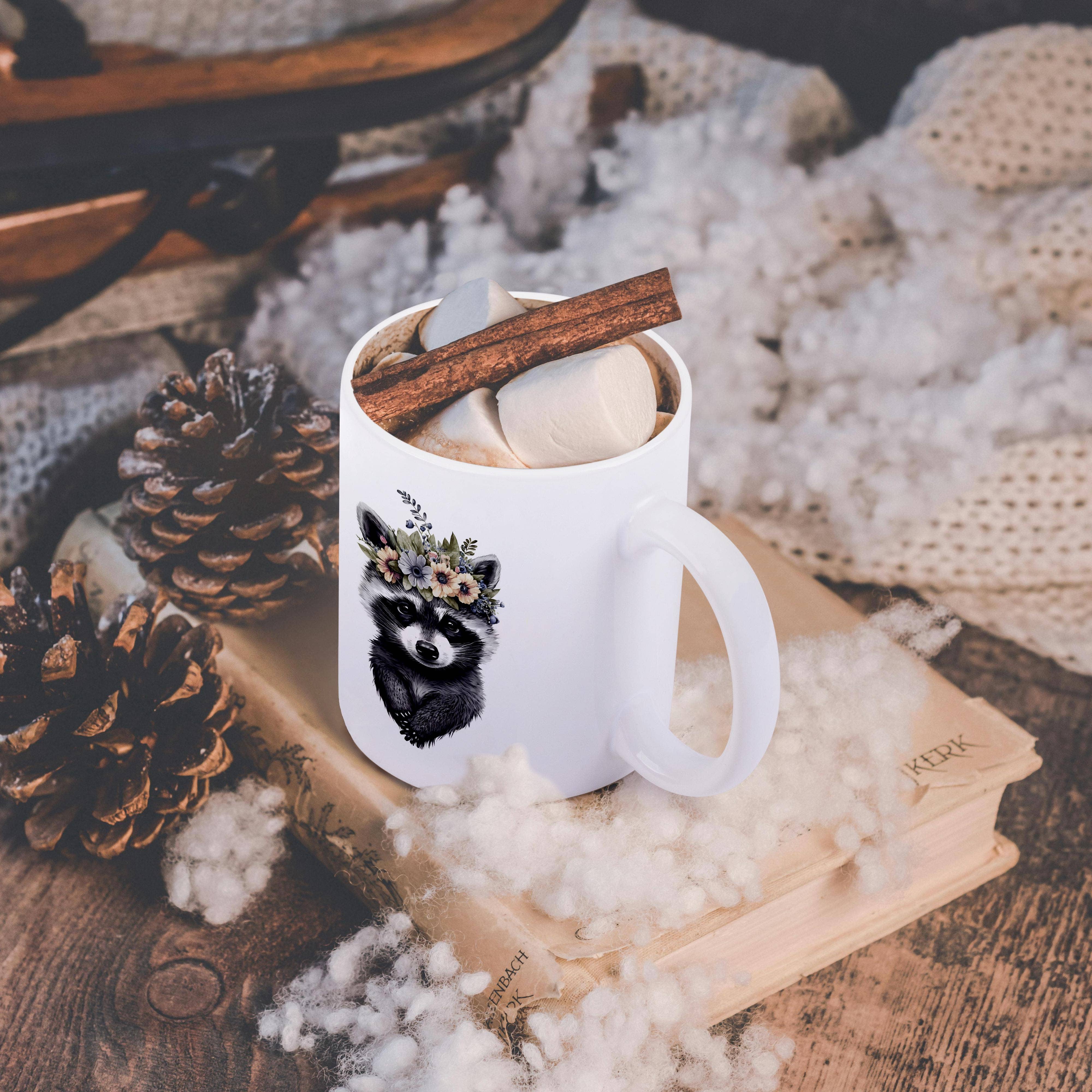 3dRose - Wholesale Coffee Mug - 3dRose, Floral Racoon Illustration, Mug11