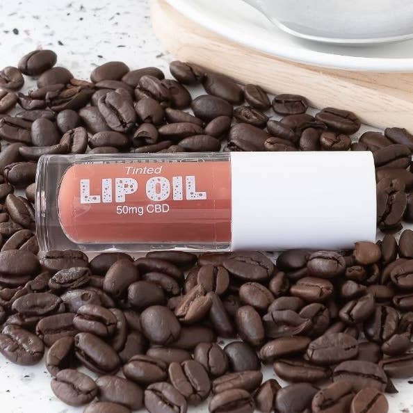 Hydrating Lip Oil with CBD, Vitamin E - Tinted Mocha for wholesale by Twine