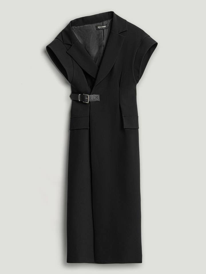 Tailored Buckle-Wrap Midi Dress for wholesale by NOCTURNE