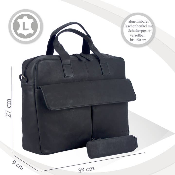 Sunsa - Venta al por mayor Bolsa de portátil - Hombre - Bolso para laptop de hombre Sunsa de cuero, 14 pulgadas2