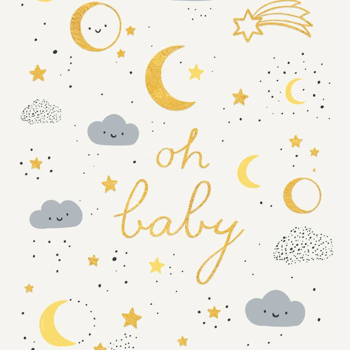 MOON AND STARS SHOWER GREETING CARD 4.5 x 6.25" for wholesale by Calypso Cards LLC