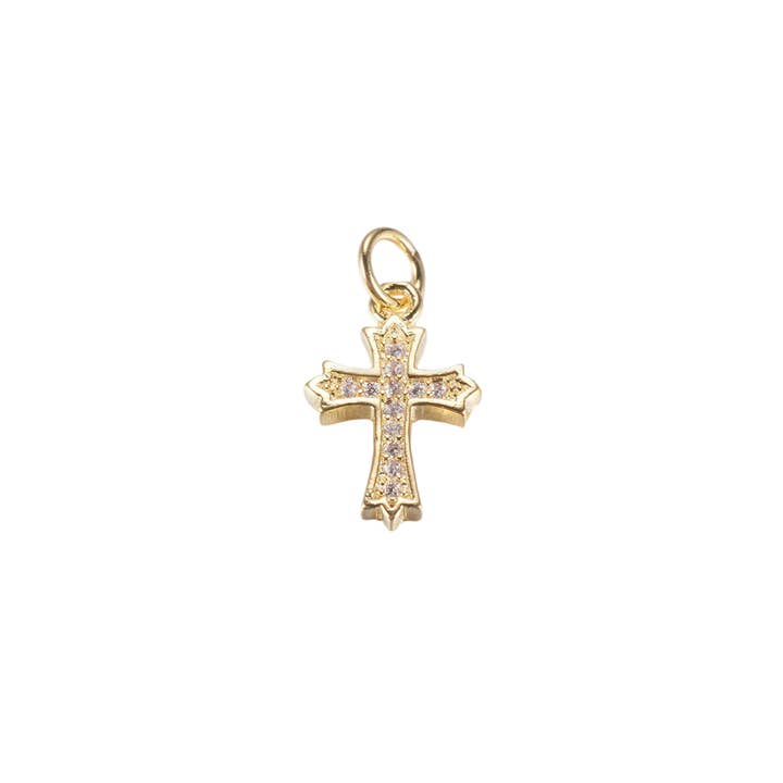The Charm Bar Company - Wholesale Individual Charm/Pendant - Gold Divine Radiance Cross Charm