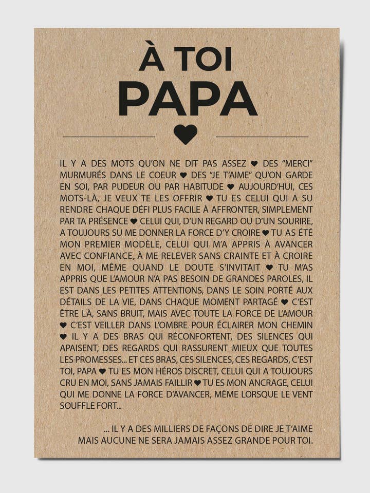 Carte postale "à toi papa" pour la vente par HappyWeSisters