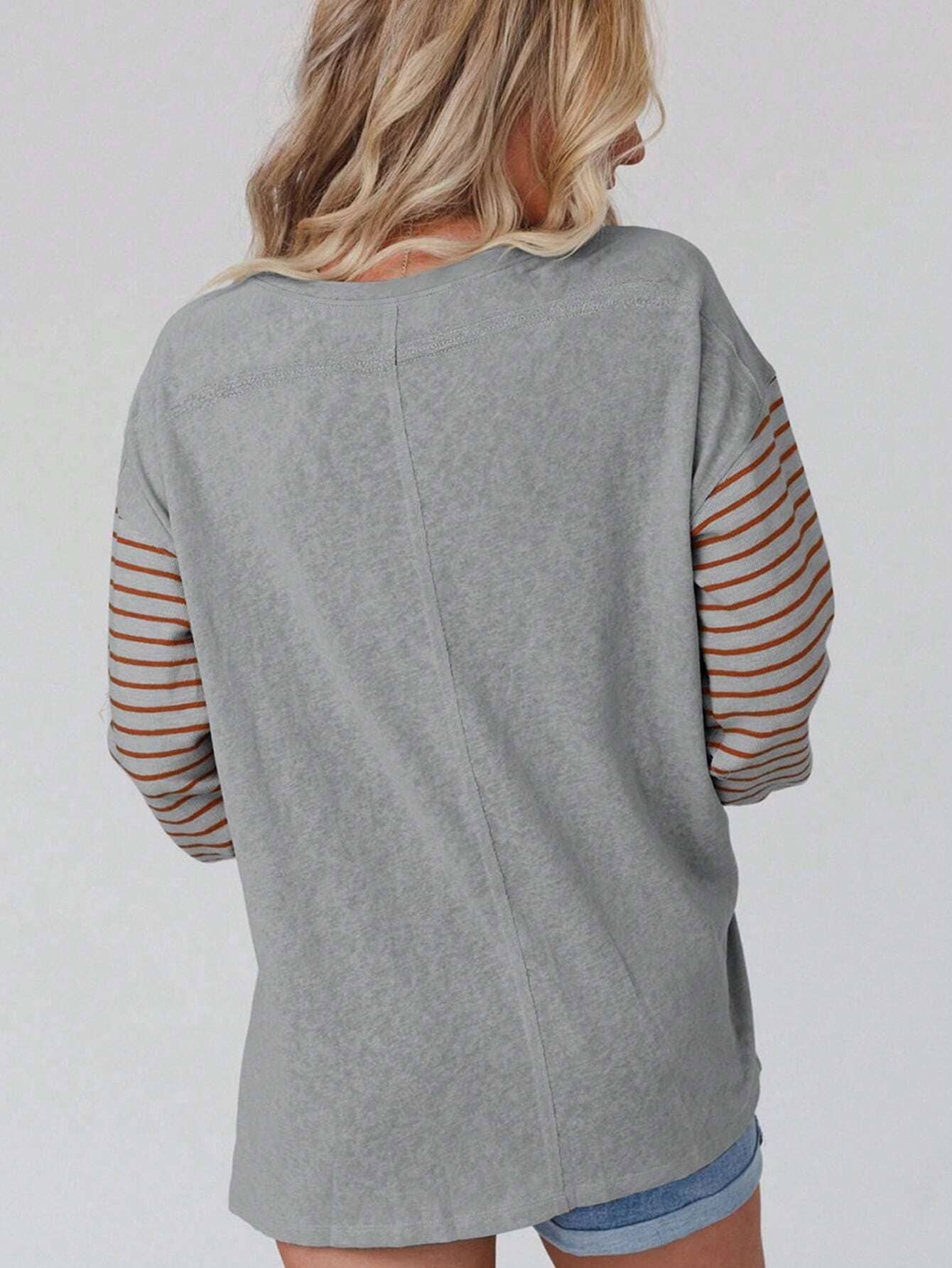 Rosa Clothing - Wholesale Tunic - Women's - Colorblocked sloucy striped long-sleeved top2