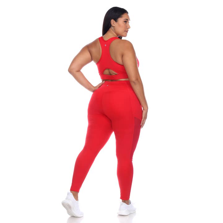 WHITE MARK - Wholesale Activewear Set - Women's - Plus Size Racer Back Sports Bra & Mesh Leggings Set10