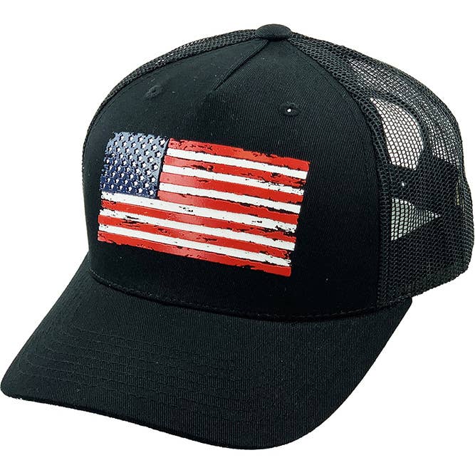 Hana – Engroshandel Trucker hat - Dame – Flad Uv Print Mesh Back American Flag Baseballkasket1