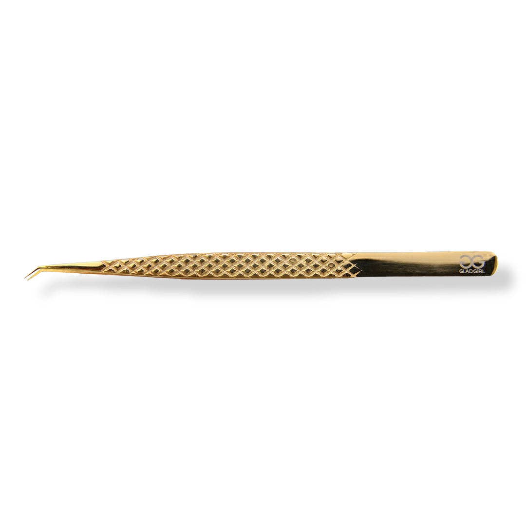 GladGirl - Wholesale Tweezers - Titanium Gold Diamond Grip Tweezers for Volume Lashes6