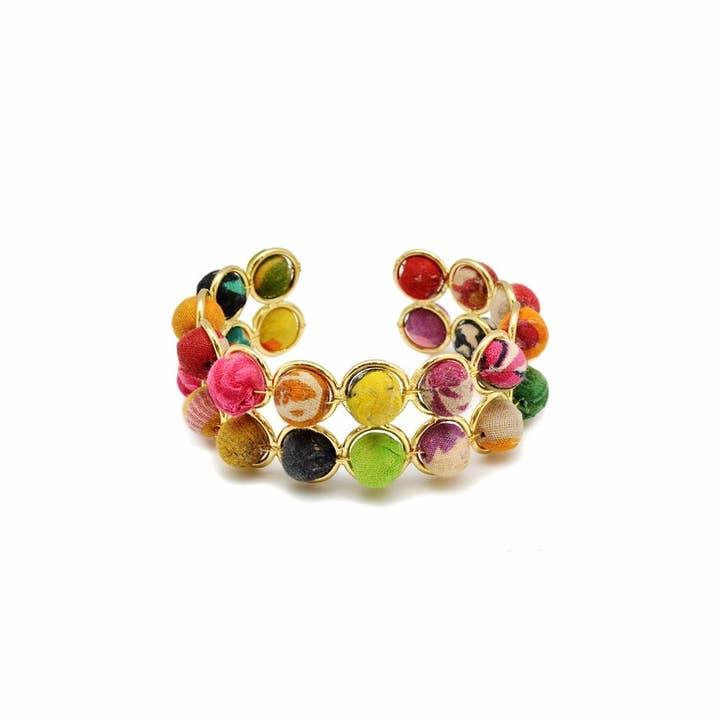 Anju Jewelry - Wholesale Beaded Bracelet - Aasha Kantha Brass Frame Handcrafted Bracelet