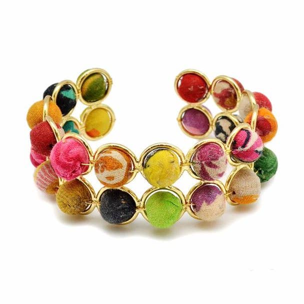 Anju Jewelry - Wholesale Beaded Bracelet - Aasha Kantha Brass Frame Handcrafted Bracelet0