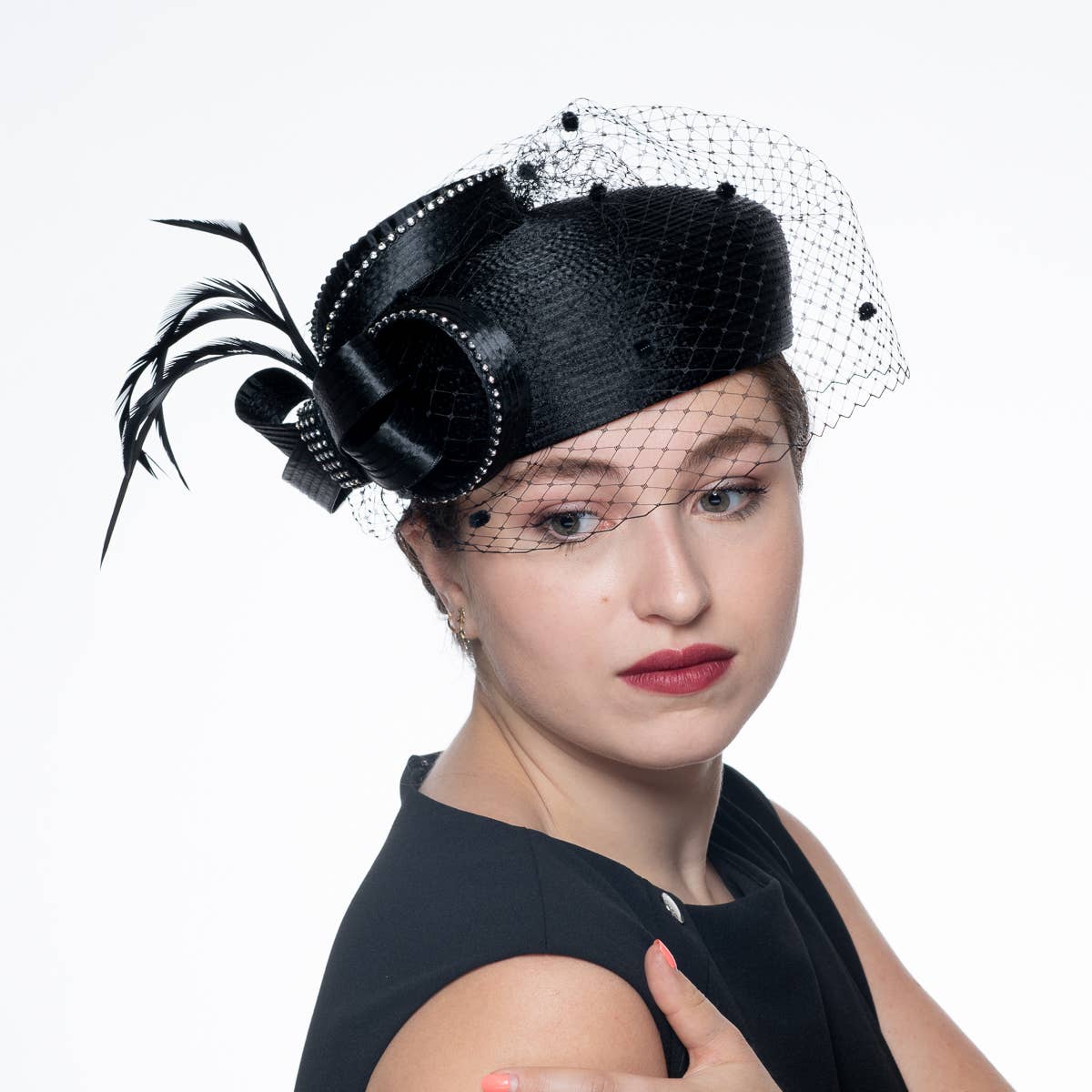KaKyCo - Wholesale Fascinator Hat - Women's - Satin Ribbon Veil Pillbox | 3215590