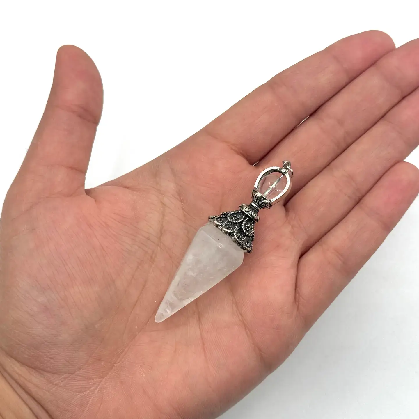 Meraki Gemstones - Wholesale Spirituele steen/kristal - Dubbele kap pendels met zilveren plaatketting8