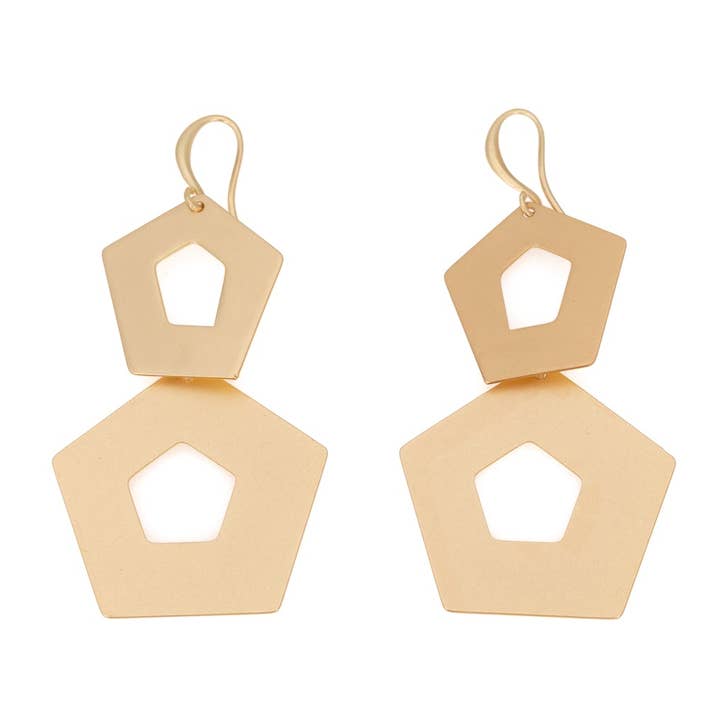 Matt hängende Pentagon-Ohrringe für den Großhandel von KLK