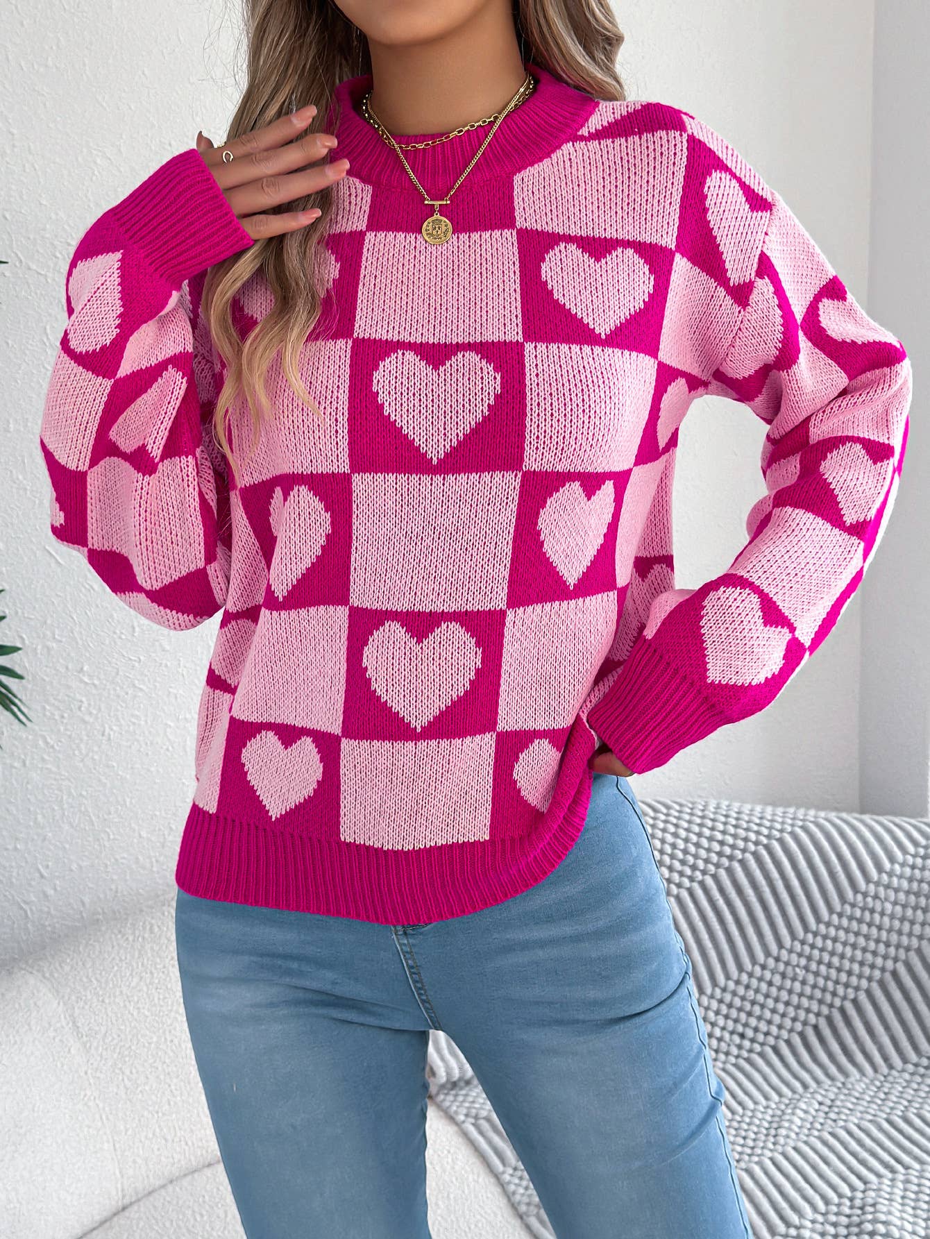 Hope & Sunshine - Wholesale Knit Sweater - Women's - Valentine's Day Lantern Sleeve Sweater4
