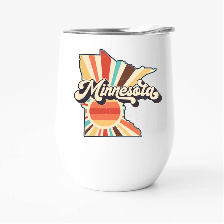 Retro Minnesota Wine Tumbler, State Pride Tumbler for wholesale by Fbombs & Booze