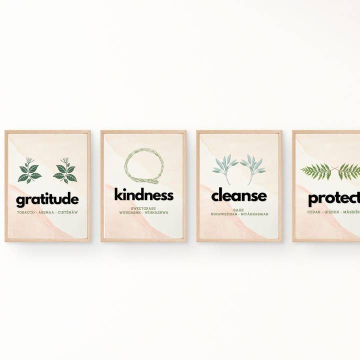 Œuvre d'art de quatre médicaments sacrés - Ensemble de quatre pièces pour la vente par Eagle Woman Prints