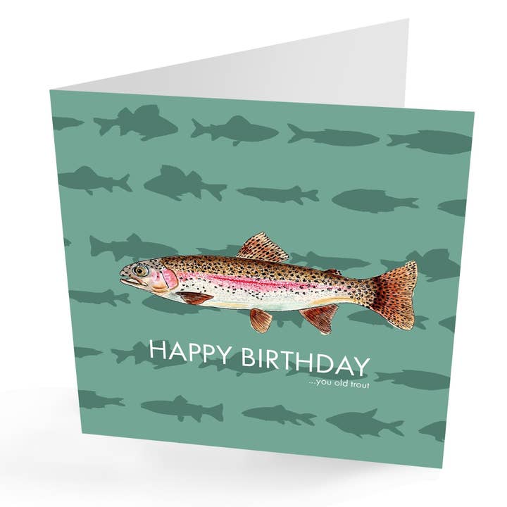 Tarjeta de cumpleaños con texto en inglés «Happy Birthday You Old Trout Anglers» para venta al por mayor de presentingperfection