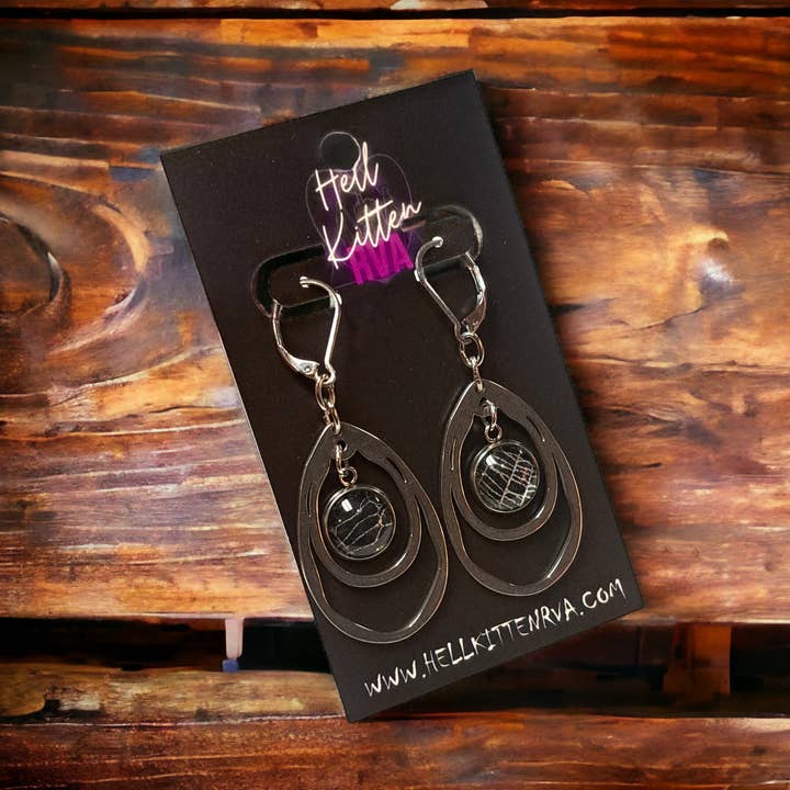 Real Spiderweb Silver Tone Organic Teardrop (Earrings) for wholesale by Hell Kitten RVA