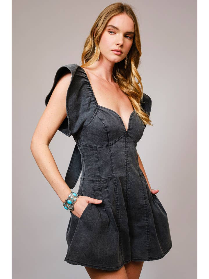 Blue B - Wholesale Romper - Women's - 52112R - Sweetheart Ruffle Sleeve Denim Romper7