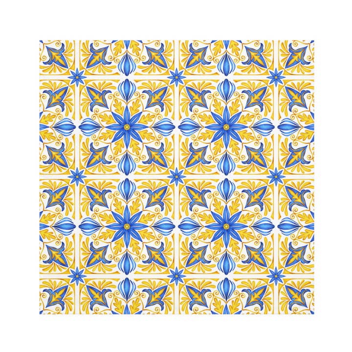 Blanc Serviettes à carreaux bleu-jaune, ensemble de 4 serviettes de table en tissu provençal, céramique bleue, province française, maison de campagne française en vente sur Faire1