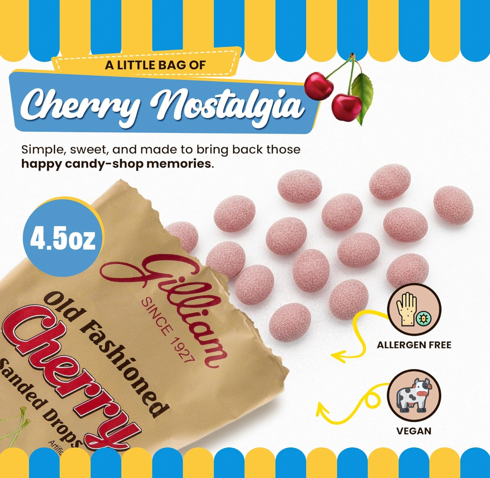 Quality Candy Company – Engroshandel Bolcher – Gilliam Kirsebærdrops 12 stk. x 4,5 oz2