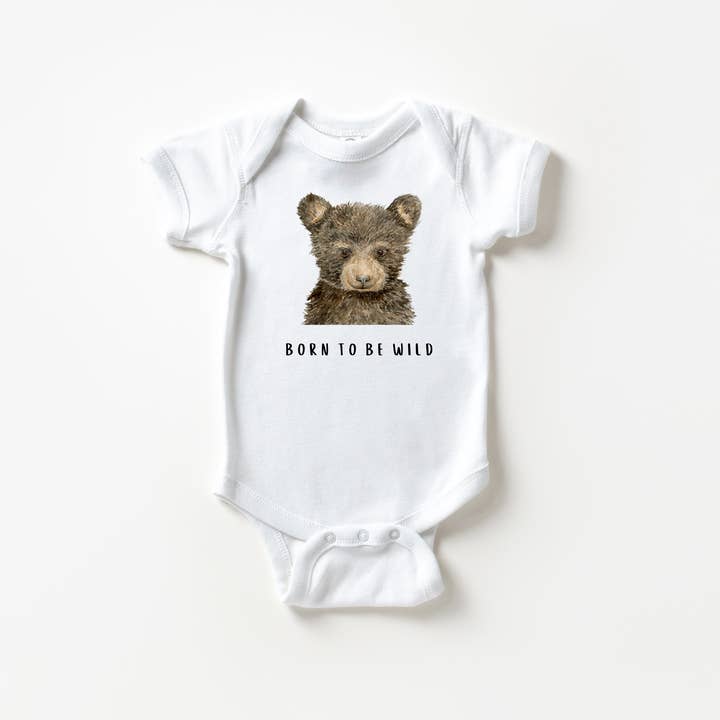 Born to be Wild Baby Bear Onesie® for wholesale by WLDFLWR Studio