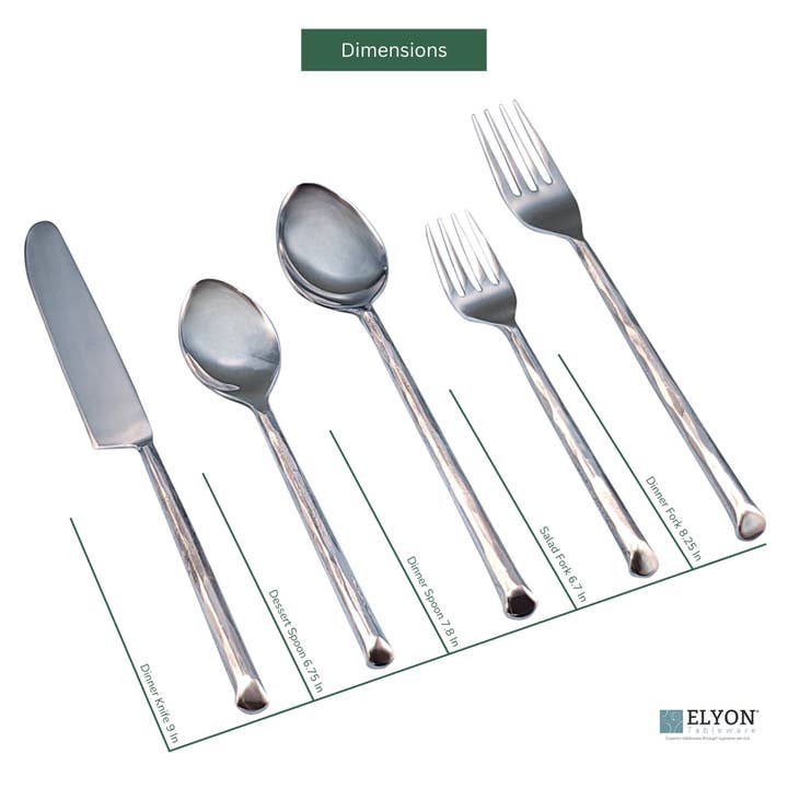 Elyon Tableware® - Wholesale Flatware Set - Elyon Ambrey Silver 20-Piece Mirror Hand-Forged Flatware Set1