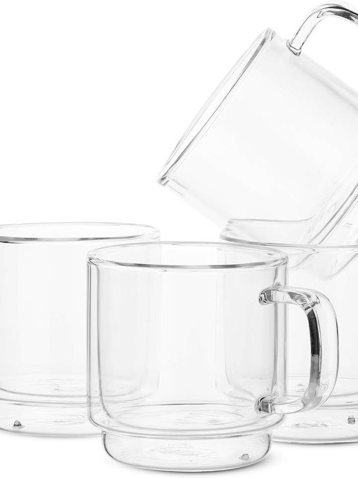 BTaT Stable Dobbeltvægget Glas Te Kopper, Sæt med 4 for engroshandel hos Brew To A Tea