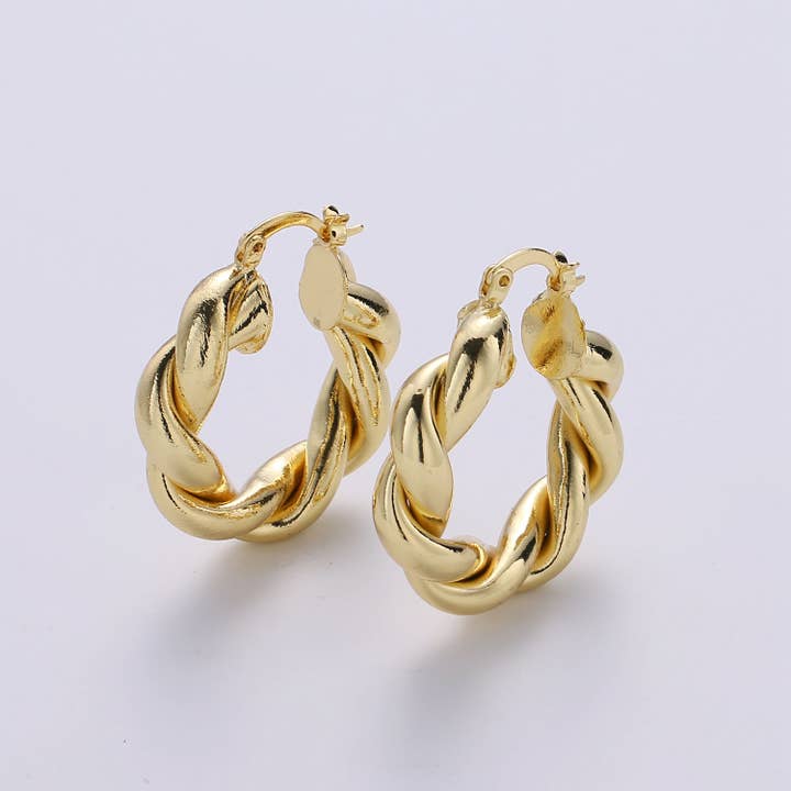 Aim Eternal - Wholesale Hoop Earrings - Gold Twisted Hoop Earrings, Bold Gold Hoop Earrings, Chunky Earrings, Statement Hoops, 14k Gold Filled Hoops Earring gift for her