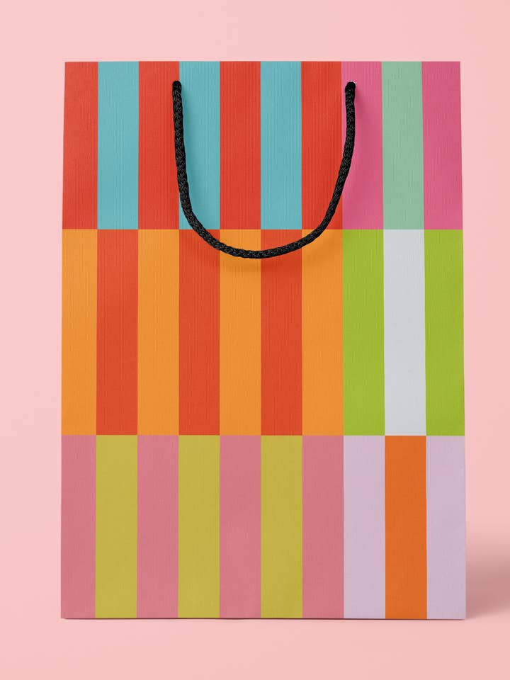 Multi Colored Stripes Gift Bag for wholesale by Bon Femmes