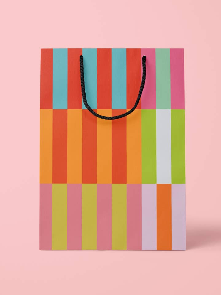 Multi Colored Stripes Gift Bag for wholesale by Bon Femmes