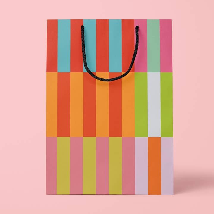 Multi Colored Stripes Gift Bag for wholesale by Bon Femmes