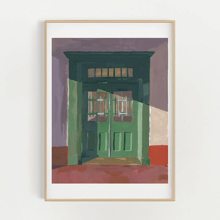 Puerta Verde acuarela gouache giclée impresión de bellas artes para venta al por mayor de Stephanie Missan Studio