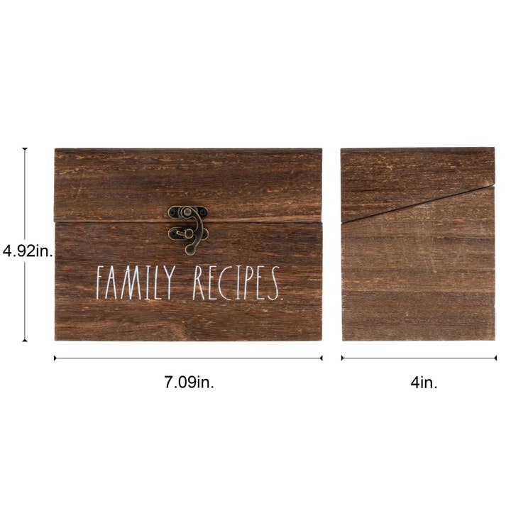 DesignStyles Home - Wholesale Recipe Box - Rae Dunn “Family Recipes” Vintage Wooden Recipe Box2