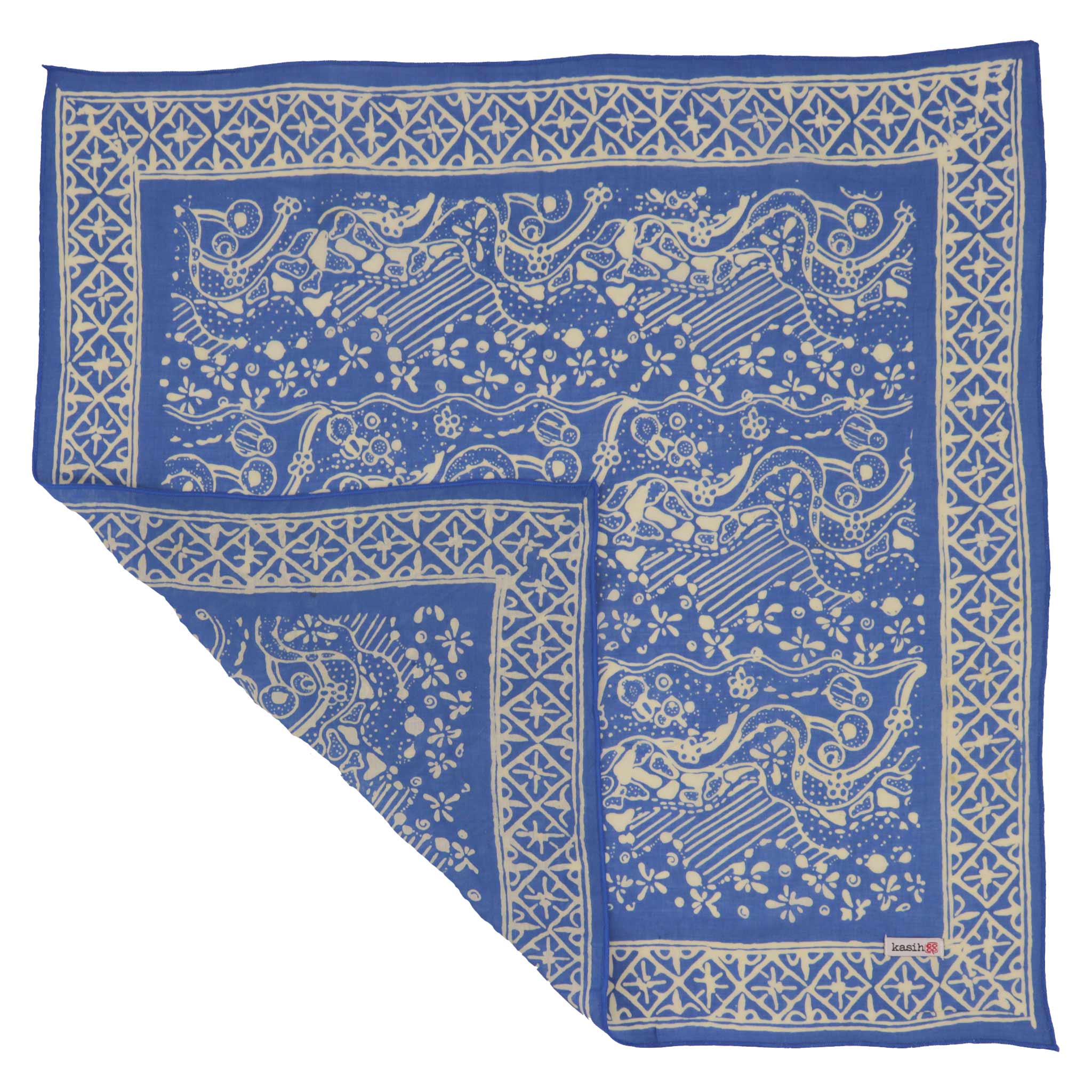 Kasih Co-op - Wholesale Bandana - Unisex - Hand Dyed Batik Bandana, 100% Soft Cotton, Tidal Flow, Patina Blue2