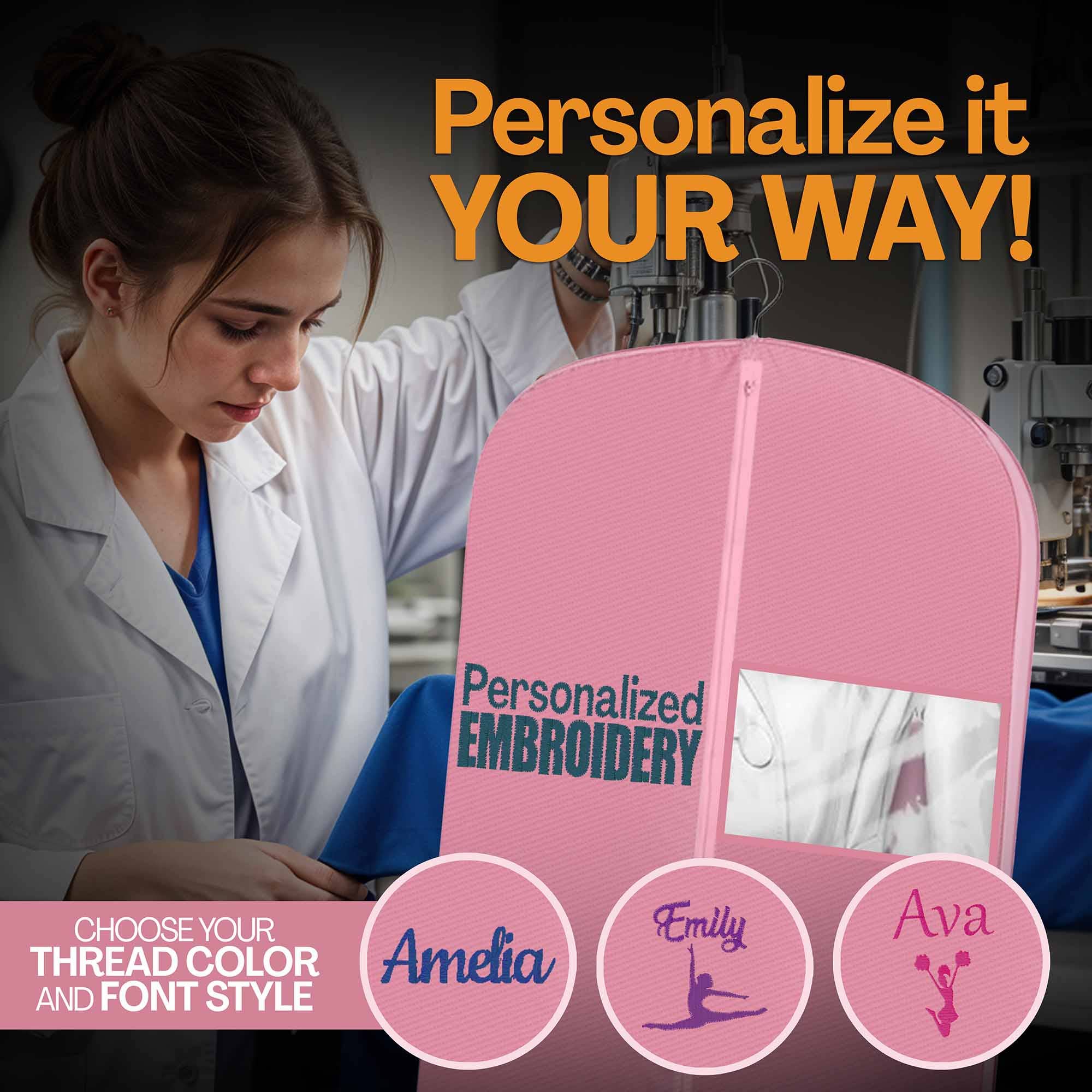 Gradzo - Venta al por mayor Bolsa para ropa - Bolsa de ropa personalizada para uniforme de animadora - Rosa4