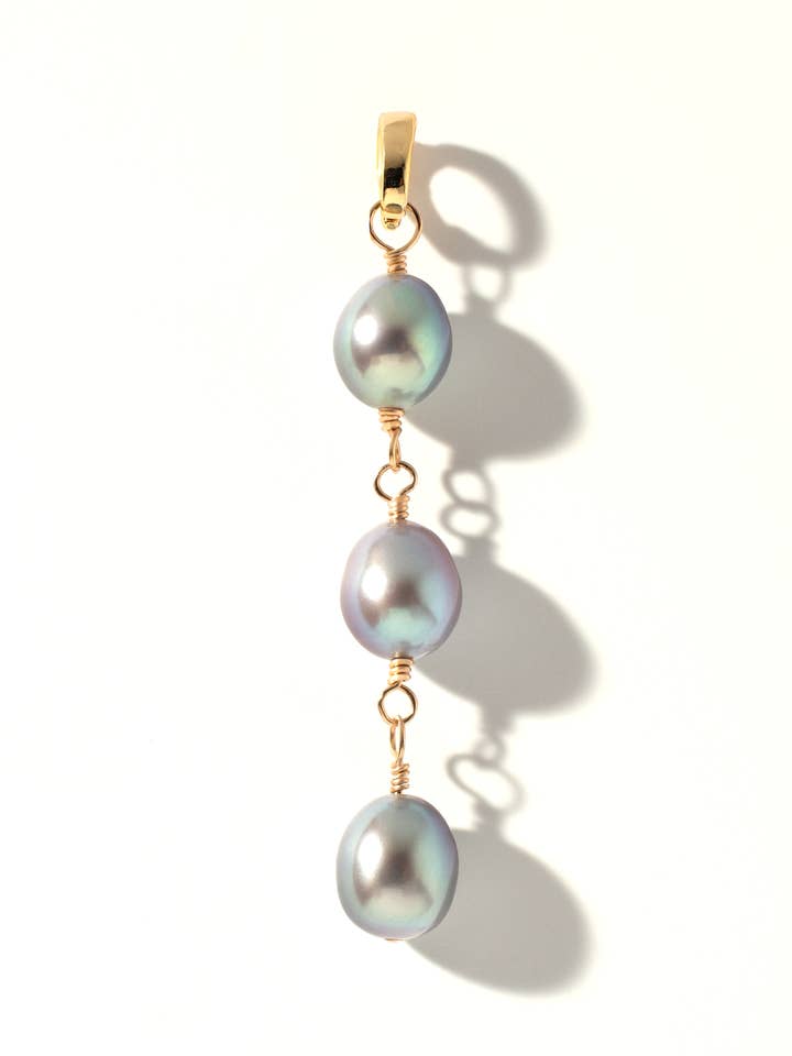 Freshwater Silver Pearl Triplet 14K Gold-Filled Duet Charm for wholesale by Iggi