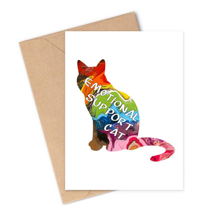 Two Brides Presents - Wholesale Encouragement Card - EMOTIONAL SUPPORT CAT Greeting Card1