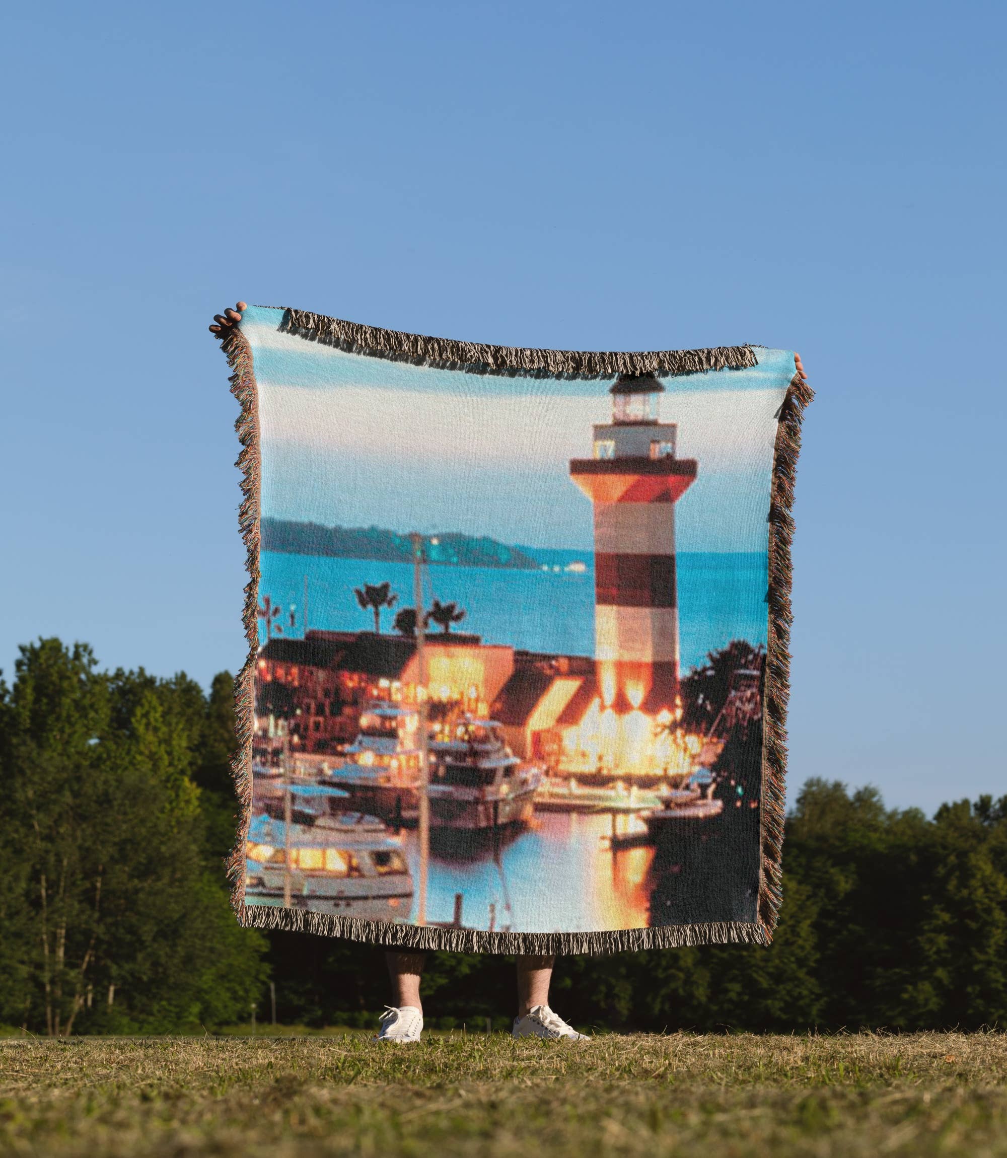 3dRose – Engroshandel Tæppe – 3dRose, Harbour Town Fyrtårn på Hilton Head Island ved skumring, Tæppe1