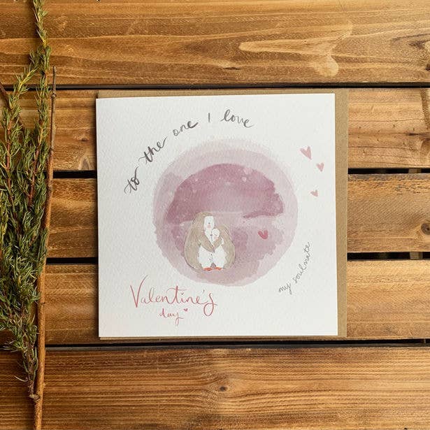 Penguin Love ~ The one I love at Valentine’s - cute card for wholesale by PaperTwigs Designs