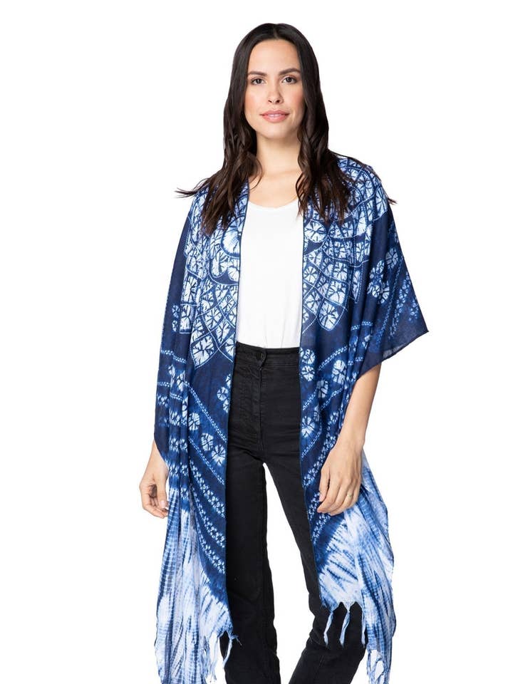 Seaside Serape In Indigo Diamond Tie Dye Print for wholesale by Pool to Party