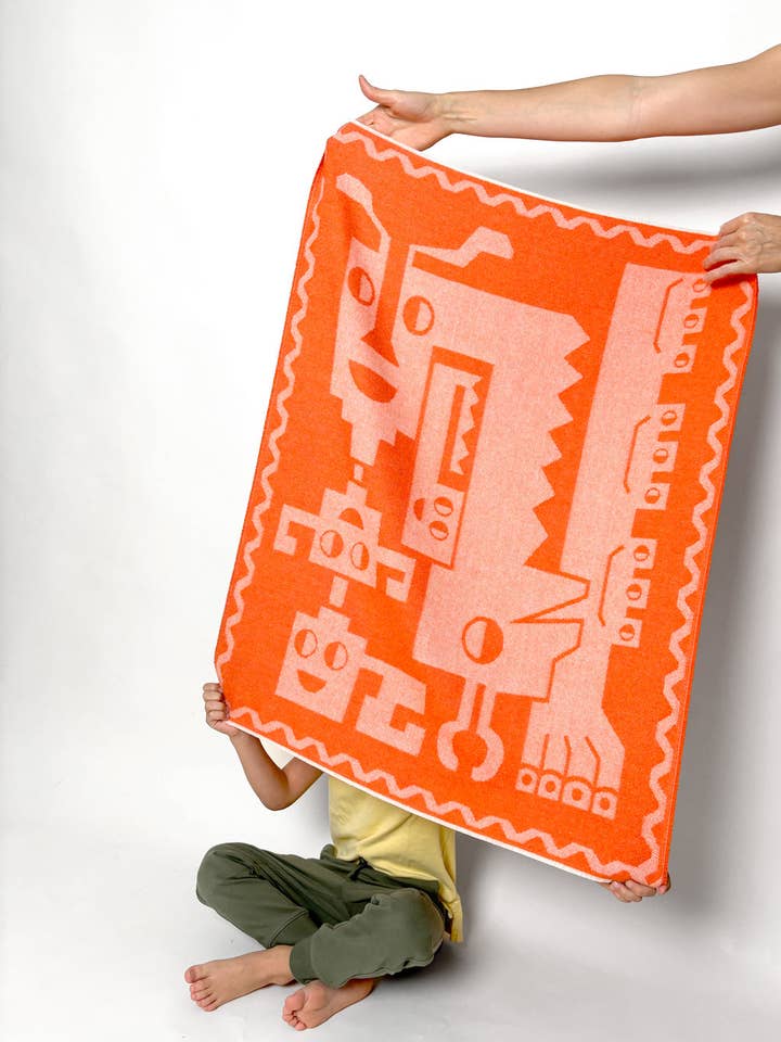 100% Baby Alpaca Stroller Blanket - "Animals" Red for wholesale by Javiera Varas KIDS