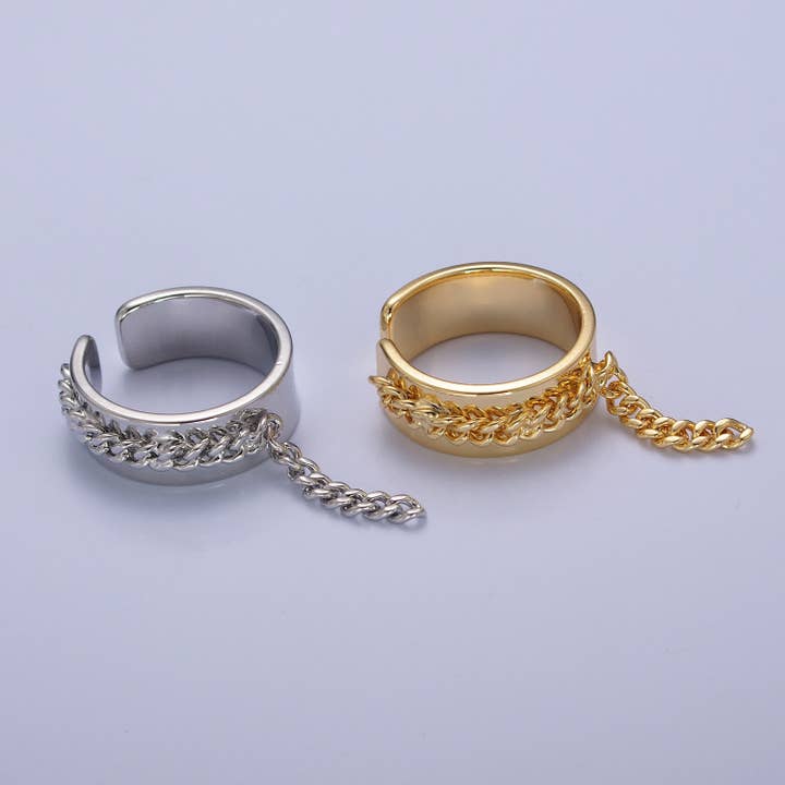 Minimalist Adjustable Chain Midi Open Ring O2191 O2192 for wholesale by Aim Eternal