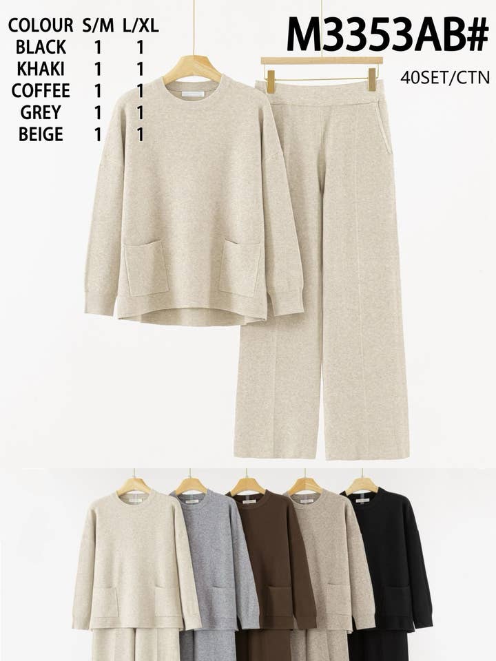 STRIKKEDE BUKSER OG SWEATER SÆT for engroshandel hos SWEET MAGIC MODA Y COMPLEMENTOS