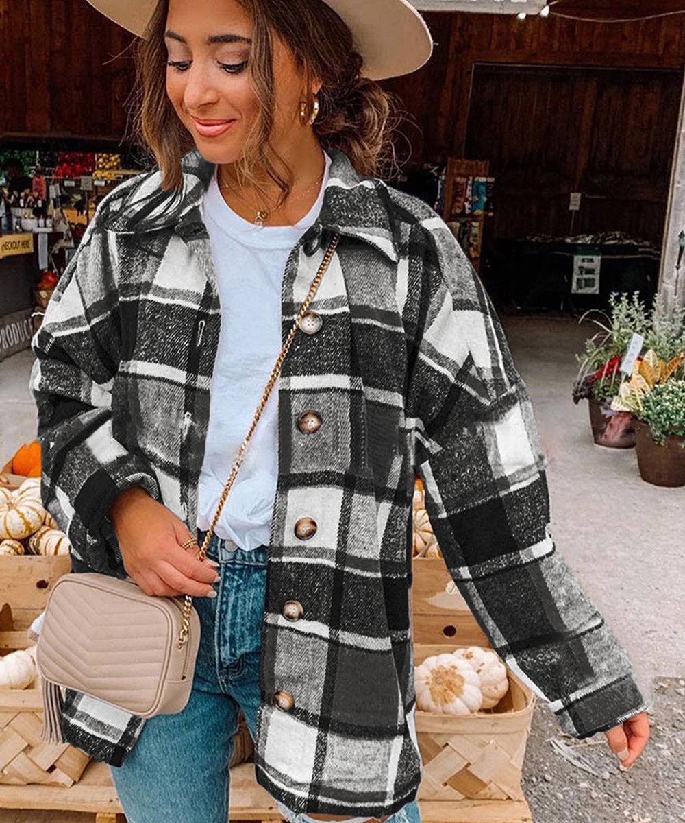 Aria Romance - Wholesale Cardigan - Women's - Checkered Shawl Collar Cardigan16