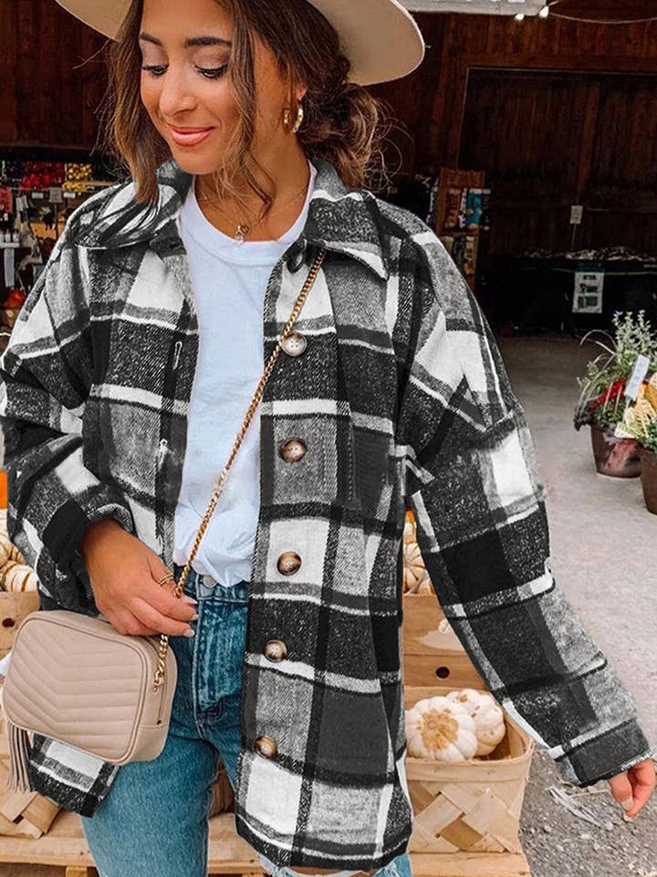 Aria Romance - Wholesale Cardigan - Women's - Checkered Shawl Collar Cardigan16