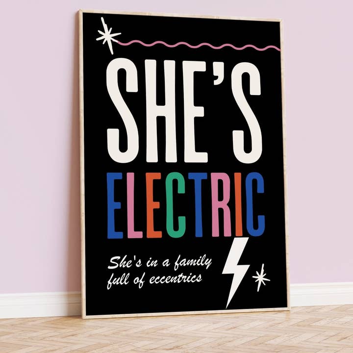 She's Electric Lyrics Inspireret tryk for engroshandel hos Moonshine Prints