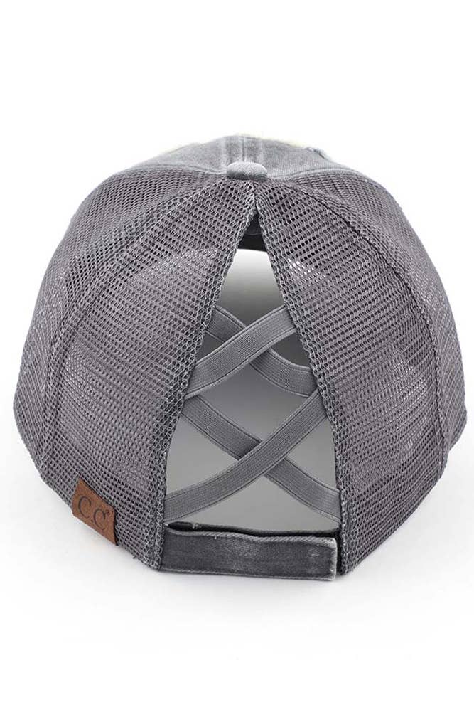 Hana - Wholesale Ponytail Cap - Women's - C.C Beach Please Patch Distressed Pony Baseball Cap14