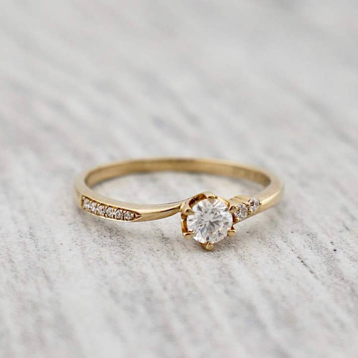 Mathieu Blanchard - Vendita all'ingrosso Anelli multipietra - Anello solitario in oro 10K e moissanites2